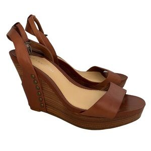 Gianni Bini Tan Leather Wedges